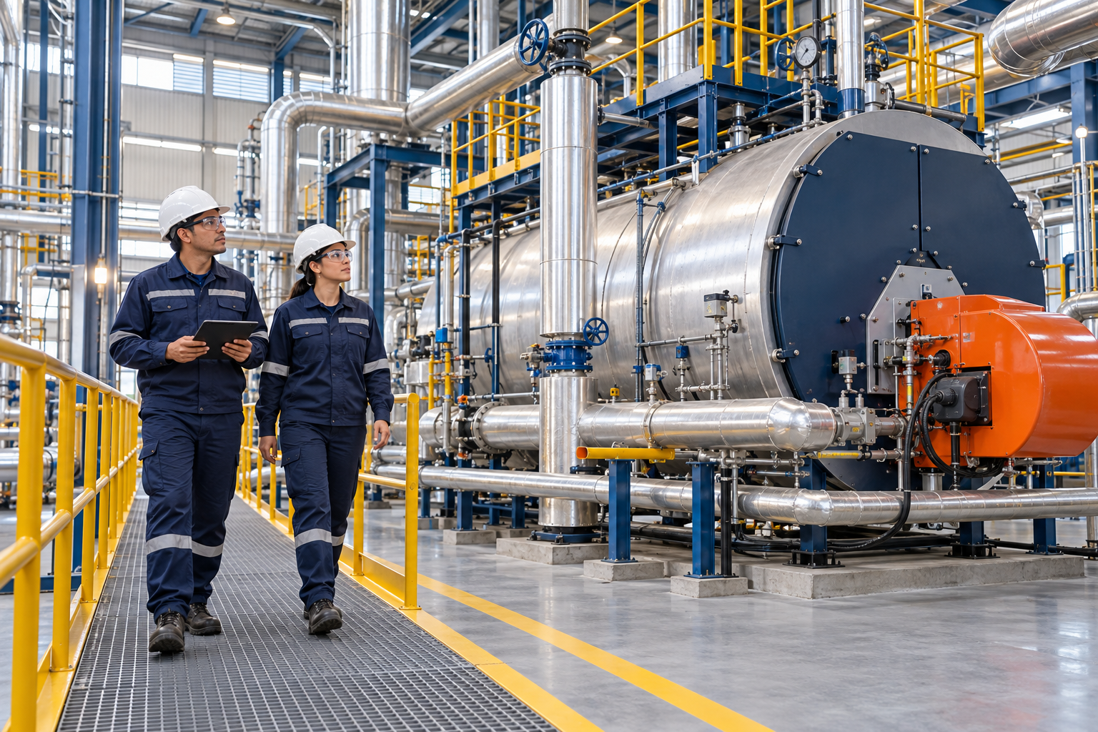 Escena ilustrativa de inspección de instalaciones de vapor y energía térmica